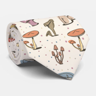Colorful Mushrooms Doodle Pattern Neck Tie