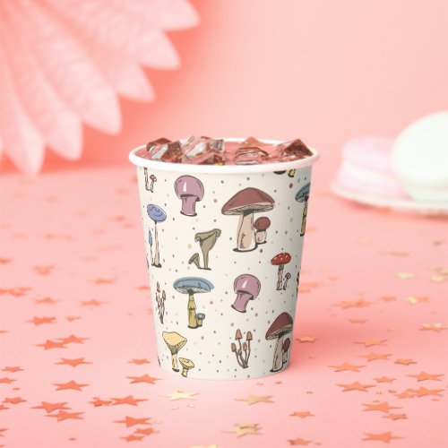 Colorful Mushrooms Doodle Pattern Paper Cups