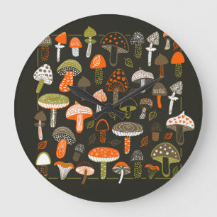 Colorful Mushrooms: Fairy Collection Large Clock