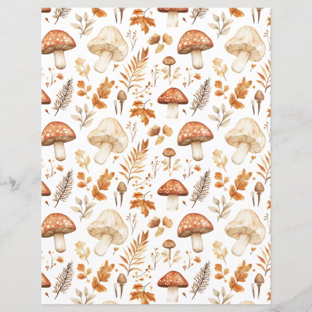 colorful mushrooms fall pattern scrapbook paper (Front)