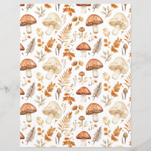 colorful mushrooms fall pattern scrapbook paper