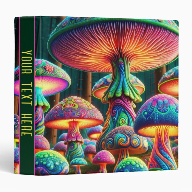 Colorful Mushrooms Fantasy  3 Ring Binder (Front/Spine)