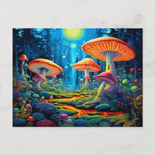 Colorful Mushrooms Fantasy  Postcard
