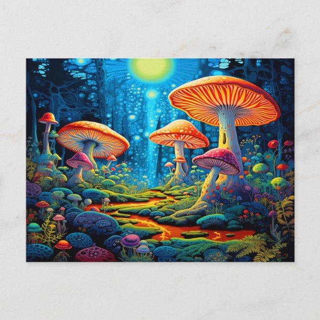 Colorful Mushrooms Fantasy  Postcard (Front)