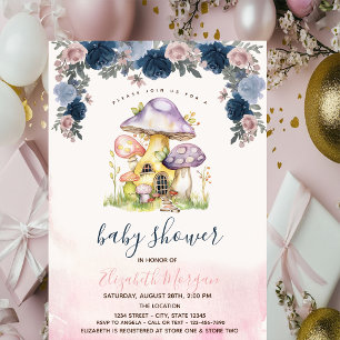 Colorful Mushrooms Flowers Baby Shower  Invitation