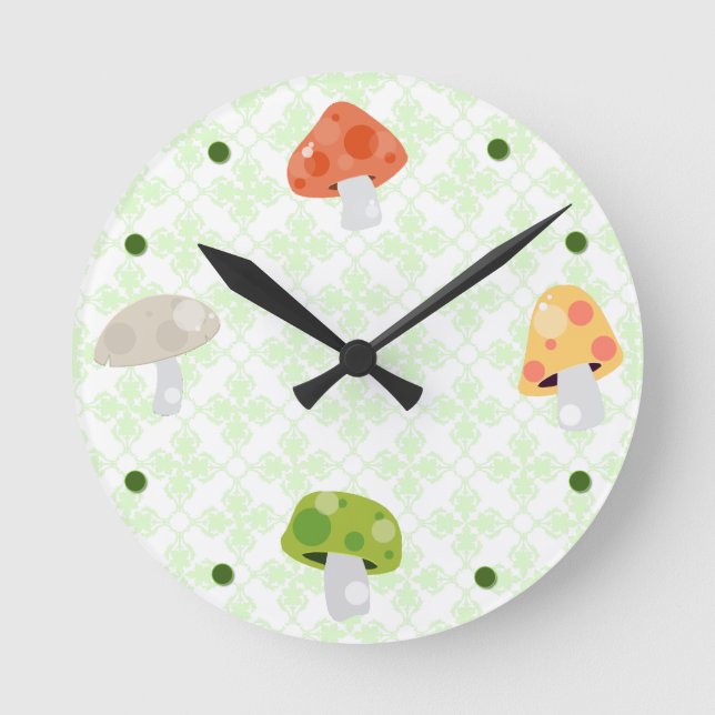 Colorful Mushrooms Kitchen Wall Clock (Front)