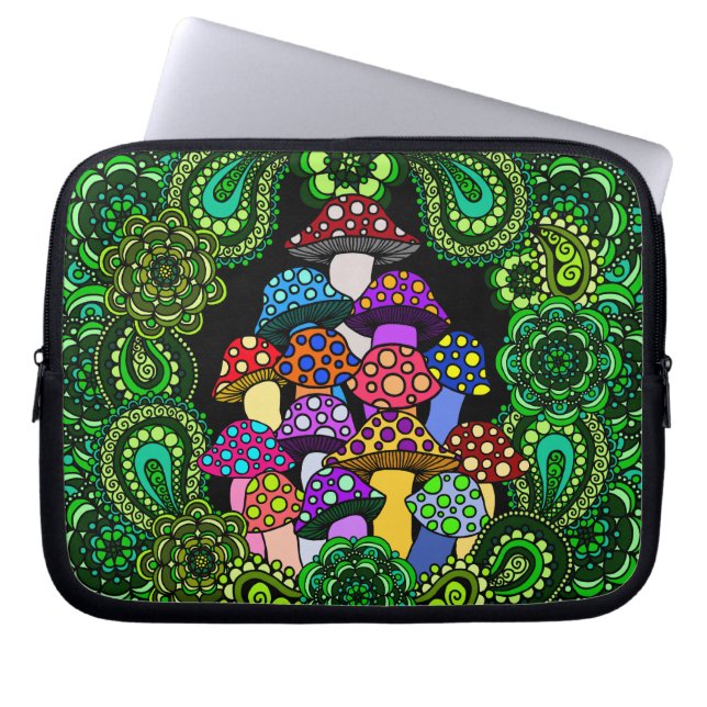 Colorful Mushrooms Laptop Sleeve (Front)