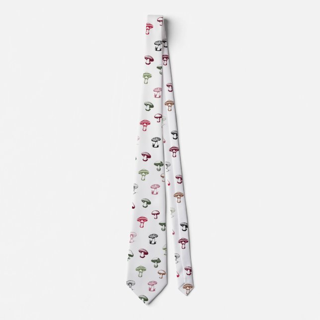 Colorful Mushrooms Pattern Neck Tie (Front)