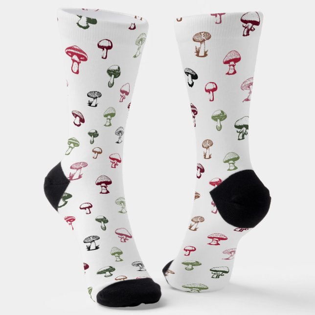 Colorful Mushrooms Pattern Socks (Angled)