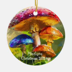 Colorful Mushrooms Personalized Ornament