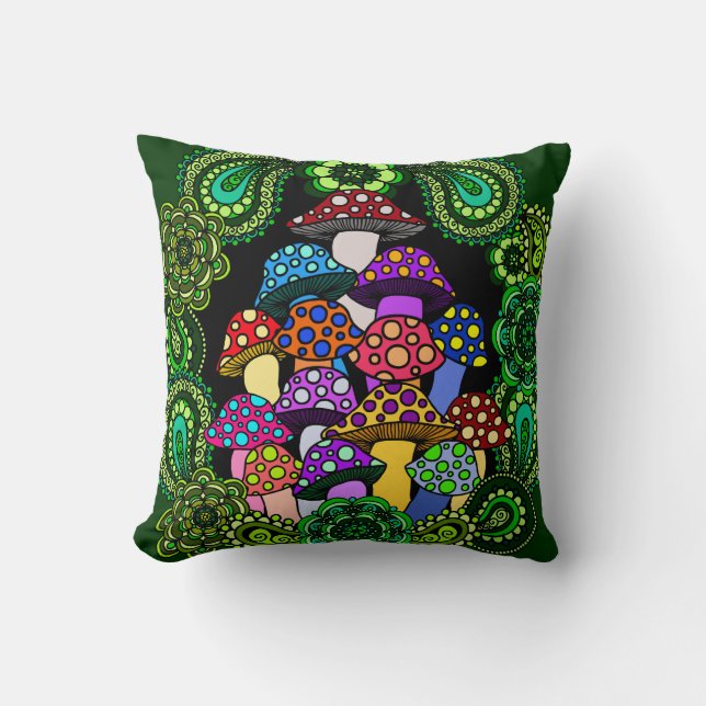 Colorful Mushrooms Pillow (Front)