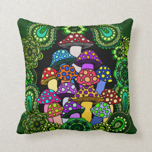 Colorful Mushrooms Pillow