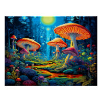 Colorful Mushrooms Poster