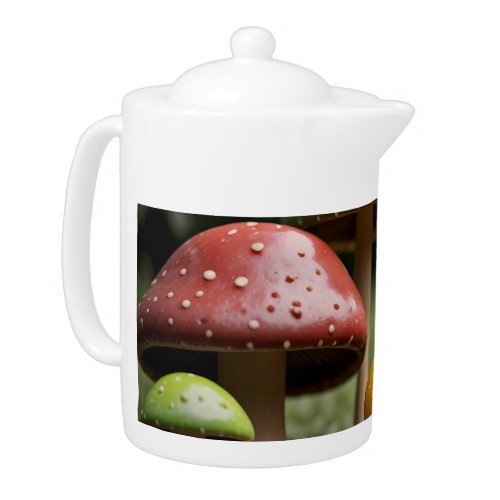 Colorful mushrooms teapot