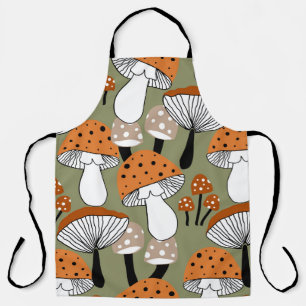 Colorful Mushrooms Vintage Hand Drawing Apron
