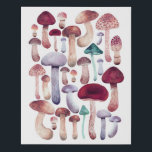 Colorful  Mushrooms Watercolor illustration  Faux Canvas Print<br><div class="desc">Hand painted Watercolor Mushrooms illustration.</div>