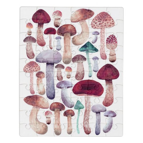 Colorful  Mushrooms Watercolor illustration   Jigsaw Puzzle