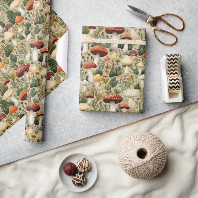 Colorful mushrooms - wrapping paper (Crafts)