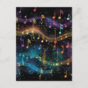 Colorful Music at Night Postcard