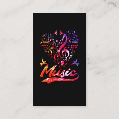 Colorful Music Bass Clef Bird Lover Musical Notes Business Card