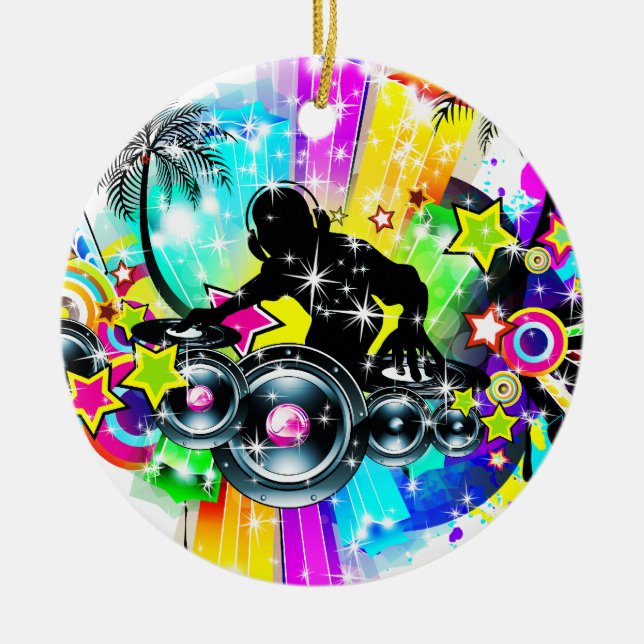 Colorful Music DJ Ceramic Ornament (Front)