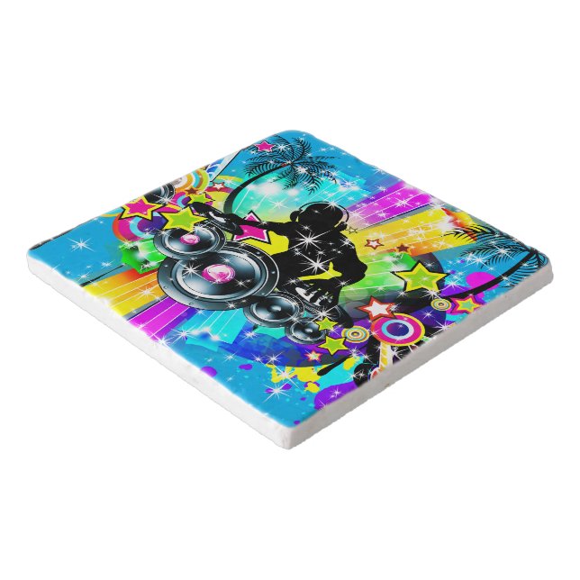 Colorful Music DJ Ceramic Ornament Trivet (Corner)