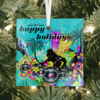 Colorful Music DJ Glass Ornament