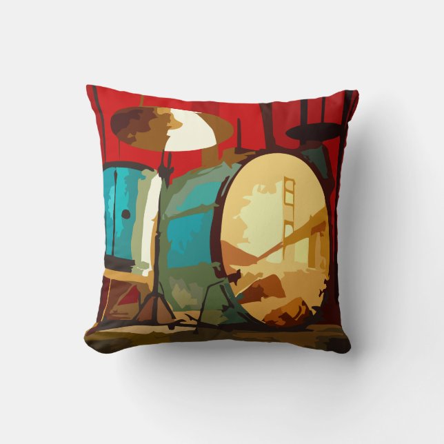 Colorful Music Drums Throw Pillow (Front)