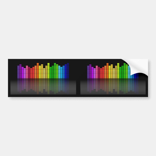 Colorful Music Equalizer w/Reflection, Cool Techno Bumper Sticker (Front)