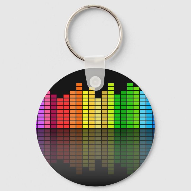 Colorful Music Equalizer w/Reflection, Cool Techno Keychain (Front)