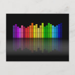 Colorful Music Equalizer w/Reflection, Cool Techno Postcard