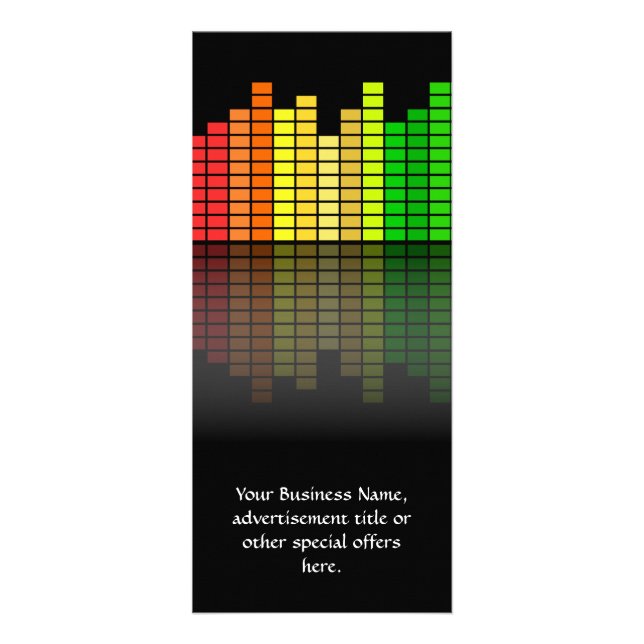 Colorful Music Equalizer w/Reflection, Cool Techno Rack Card (Front)