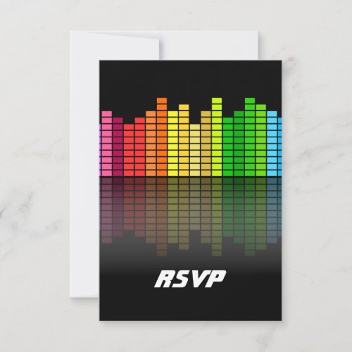 Colorful Music Equalizer w/Reflection, Cool Techno Personalized Invite
