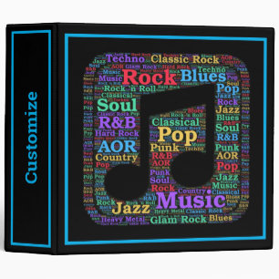 Colorful Music Genres 3-Ring Binder