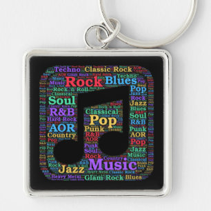 Colorful Music Genres Key Chain