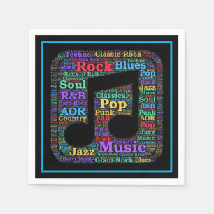 Colorful Music Genres Napkins