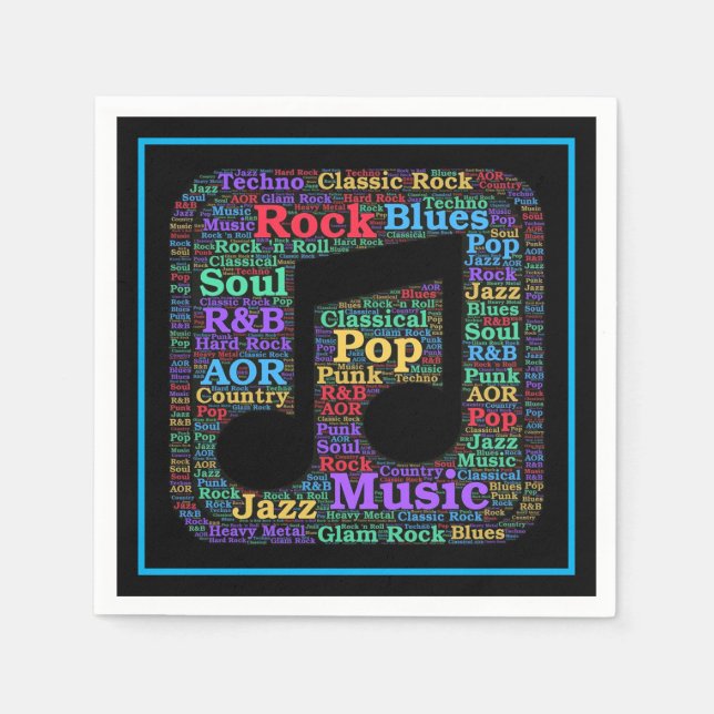 Colorful Music Genres Napkins (Front)