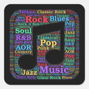 Colorful Music Genres Square Sticker