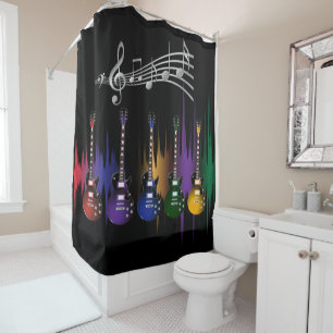Colorful Music Guitars Shower Curtain