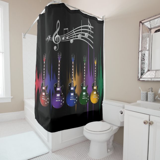 Colorful Music Guitars Shower Curtain (In Situ)