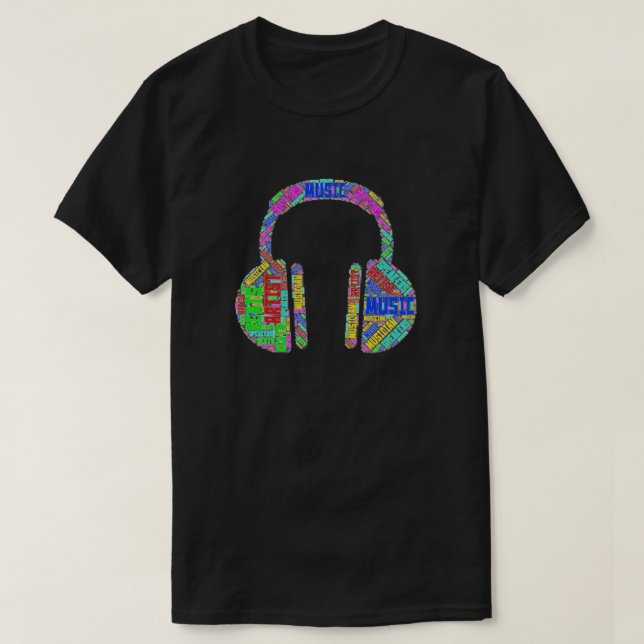 Colorful Music Headphones Graphic T-Shirt (Design Front)