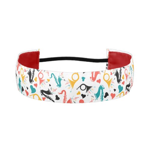 Colorful Music Instruments Note  Hearts Pattern Athletic Headband
