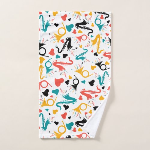 Colorful Music Instruments Note  Hearts Pattern Bath Towel Set