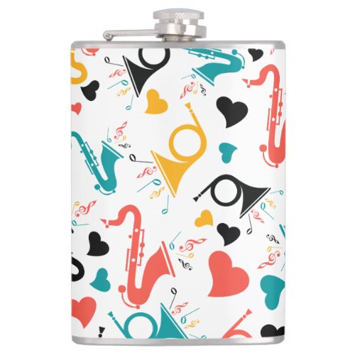 Colorful Music Instruments Note  Hearts Pattern Flask