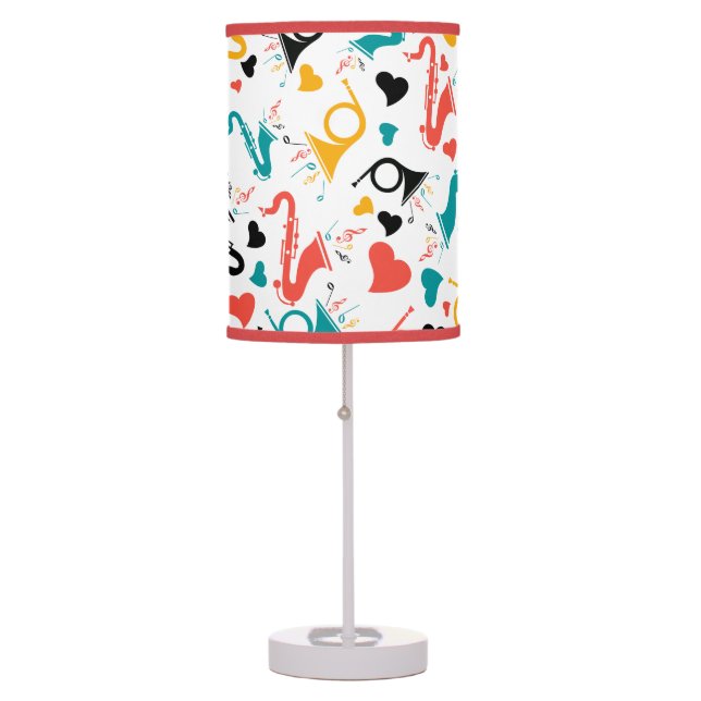 Colorful Music Instruments Note & Hearts Pattern Table Lamp (Front)