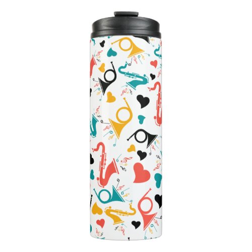 Colorful Music Instruments Note  Hearts Pattern Thermal Tumbler