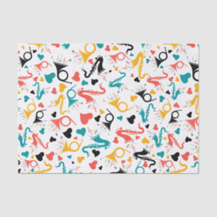 Colorful Music Instruments Note & Hearts Pattern Tissue Paper