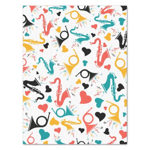 Colorful Music Instruments Note  Hearts Pattern Tissue Paper