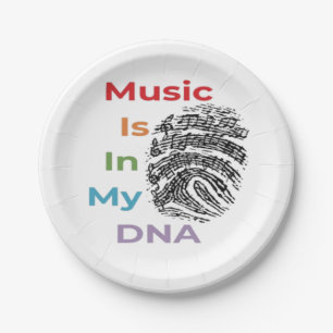 Colorful Music Is In My DNA Musician Music Notes Paper Plates