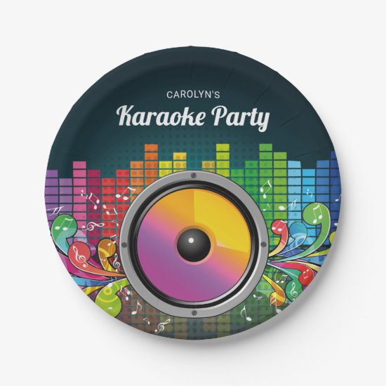 Colorful Music Karaoke Birthday Party Paper Plate
